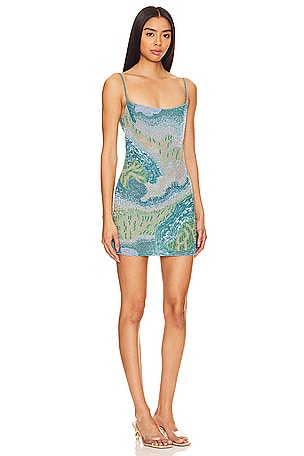 Cult Gaia Bebe Short Sleeveless Dress in Teal