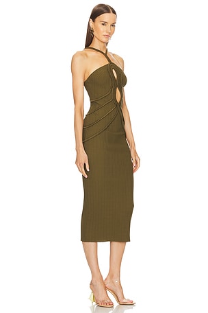 Cult Gaia Avery Knit Dress in Olive