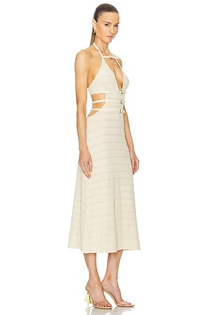 Cult Gaia Evaleigh Knit Midi Dress in Beige