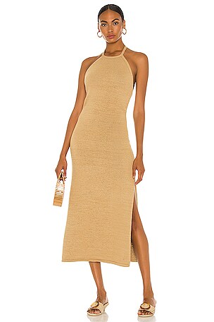cult gaia beige dress Agnes Dress with Slit