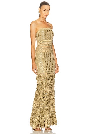 Cult Gaia Morgan Knit Dress in Metallic Gold