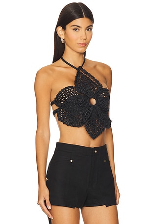 Cult Gaia Darlena Crochet Top in Black