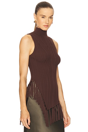 Cult Gaia Doja Knit Top in Brown. Size XS. Also