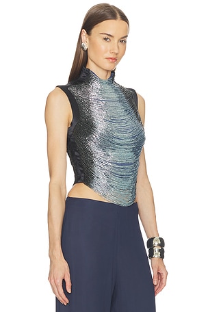 Cult Gaia Taraji Sleeveless Top in Navy, Baby Blue