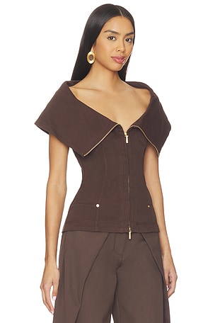 Cult Gaia Saphie Top in Chocolate. Size 6. Also