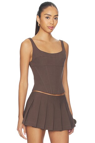 Cult Gaia Olive Top in Chocolate