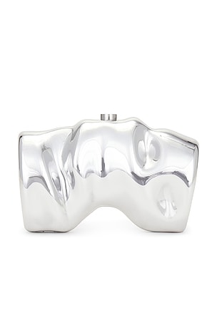Cult Gaia Scrunch Clutch in Metallic Silver