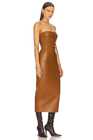 CULTNAKED Killa Faux Leather Dress in Chocolate