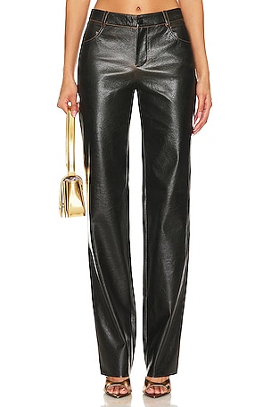 Spanx- Leather-Like Straight Leg Pant in Luxe Black
