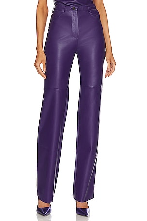 High-rise silk satin wide-leg pants in purple - The Sei