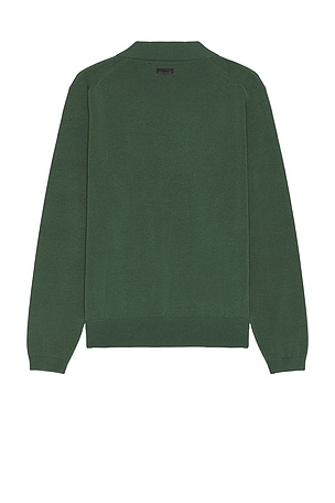 Cuts Riviera Knit Long Sleeve Polo in Moss in Green