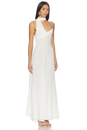 Courtney Zheng Scarf Panelled Silk Gown in Ivory