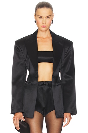 Silk Wool Satin Blazer Courtney Zheng