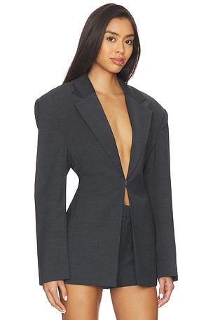 Courtney Zheng Milena Scuba Wool Blazer in Grey