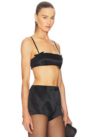 Courtney Zheng Duchesse Silk Bralette Top in Black. Size S. Also