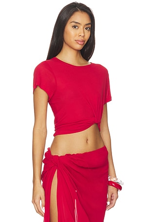 Courtney Zheng Supima Cotton Tuck Tee in Red