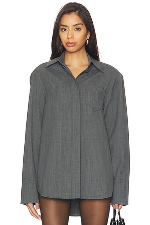 Courtney Zheng Washable Wool Shirt in Grey. Size S. Also