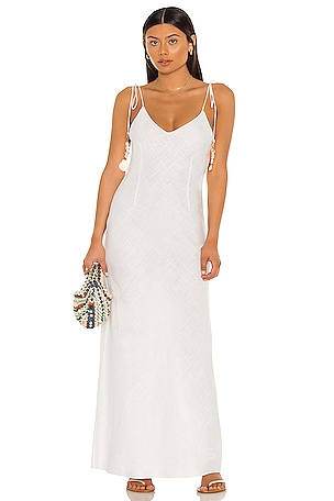chinese dress ladies Tie-Neck Dress in Stretch Linen main image 1