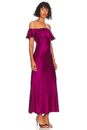 DANNIJO Off The Shoulder Midi Dress in Purple