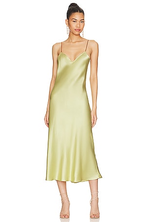 DANNIJO Midi Dress with Contrast Straps in Moss | REVOLVE