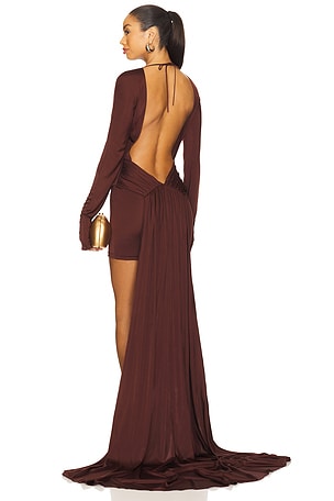 Open Back Long Sleeve Mini Dress David Koma