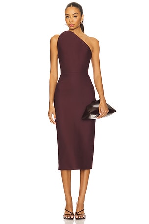 Asymmetric Cut Strapless Midi Dress David Koma