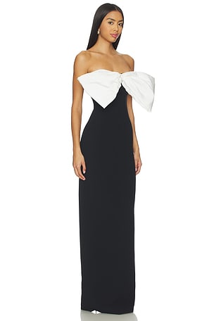 David Koma Bow Detail Strapless Gown in Black