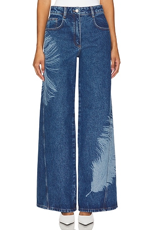 Feather Print Wide Leg David Koma