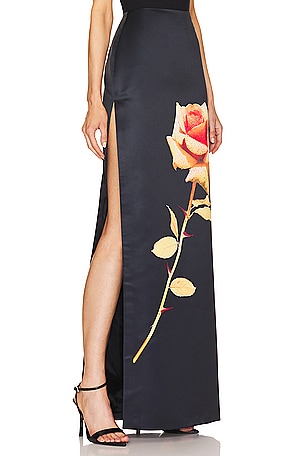 Rose Flower Print Maxi Skirt David Koma