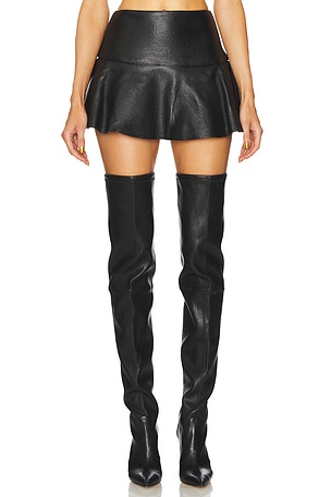 Peplum Mini Leather Skirt David Koma