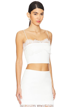 David Koma Lace Bra Detail Strapless Top in White