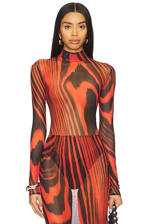 Printed Mesh Bodysuit David Koma