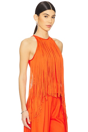 David Koma Fringe Neckline Halter Top in Orange
