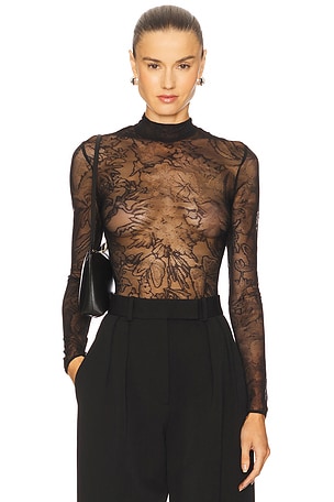 Floral Lace Long Sleeve Bodysuit David Koma