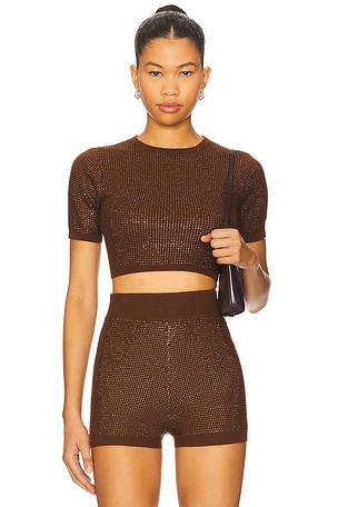 Rhinestone Embroidered Crop Top David Koma