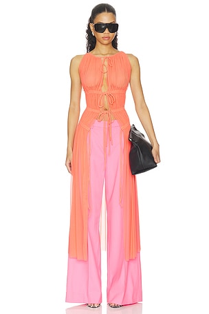 Ruched Halter Neck Mesh Top David Koma