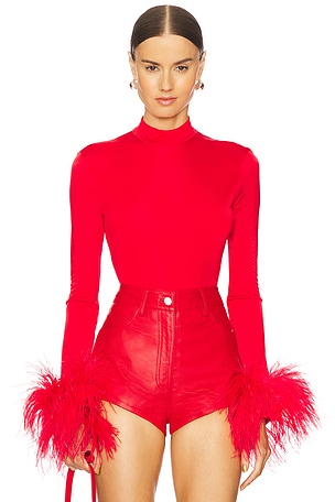 Feather Cuff Trim BodysuitDavid Koma$1,564