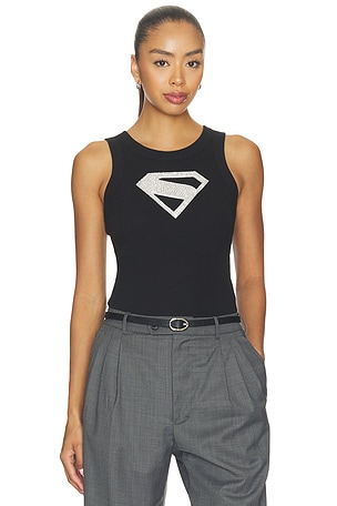 Supergirl Crystal Logo Embroidered Tank Top David Koma
