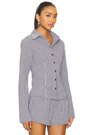 Dairy Boy Oyster Button Up Shirt in Navy