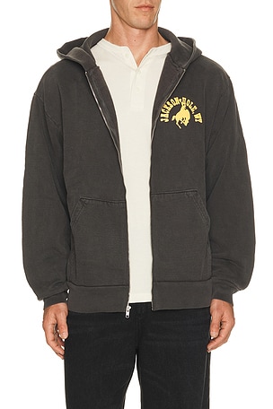 Diamond Cross Ranch Sun Faded Zip Hoodie in Black