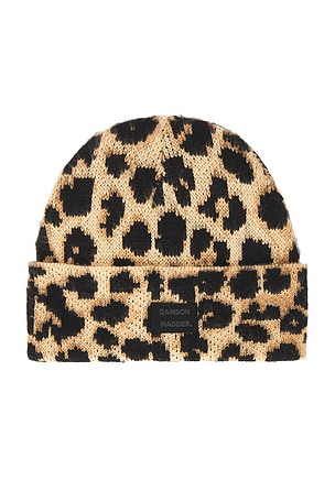 Leopard Knit Beanie Damson Madder