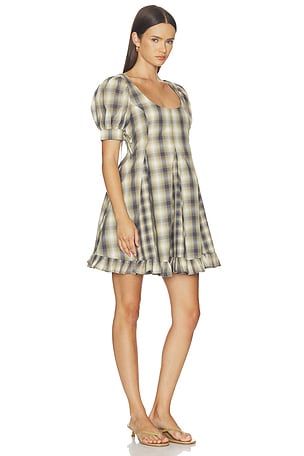 Damson Madder Sabina Mini Godet Dress in Brown