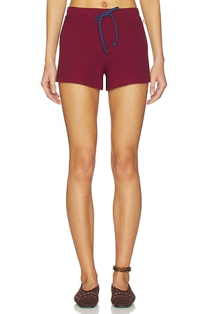 Damson Madder Rylee Waffle Short in Burgundy