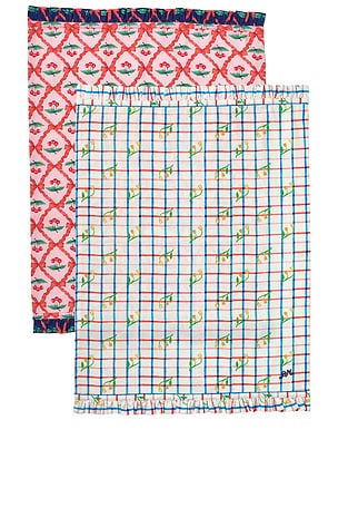 Set Of 2 Tea Towels Damson Madder