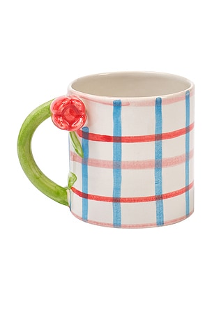 Hand Painted Tulip Handle Mug Damson Madder