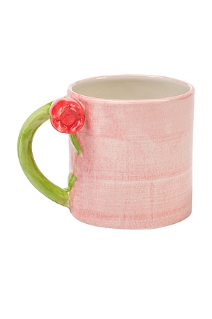 Hand Painted Tulip Handle Mug Damson Madder