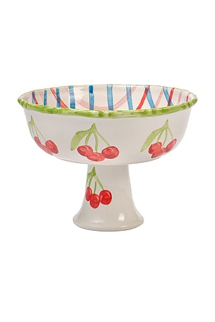 Hand Painted Frilly Pedestal Bowl Damson Madder