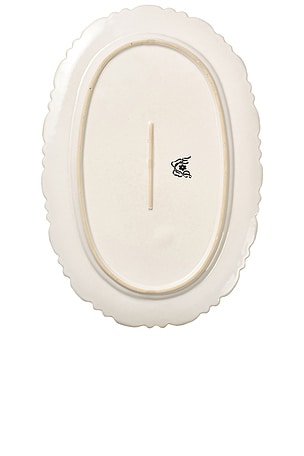 Damson Madder PLATEAU HAND PAenTED CHERRY FRILLY PLATTER en Blanc