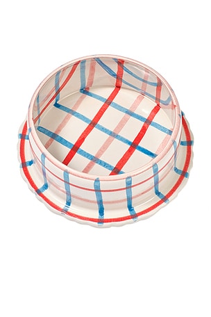 Damson Madder Hand Painted Ceramic Pet Bowl in White