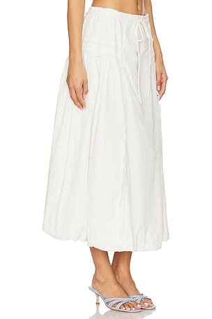 Damson Madder Agatha Puff Midi Skirt in White